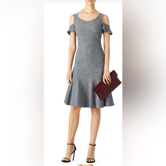 DEREK LAM Grey Open Shoulder Dress Size 0 - Picture 1 of 8